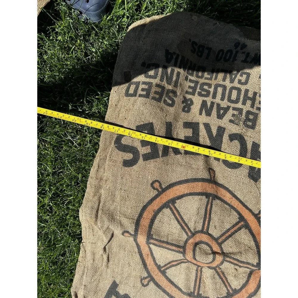 Vintage California Blackeyes Bean Seed Burlap Sack Helm CA 100 Lb Farm Bag